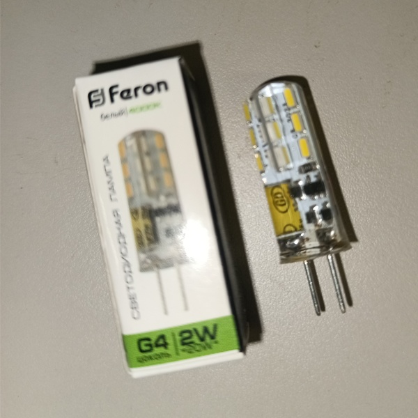 Светодиодная лампа Ферон LED на 12 Вольт мощностью 2 Ватта с цоколем g4
