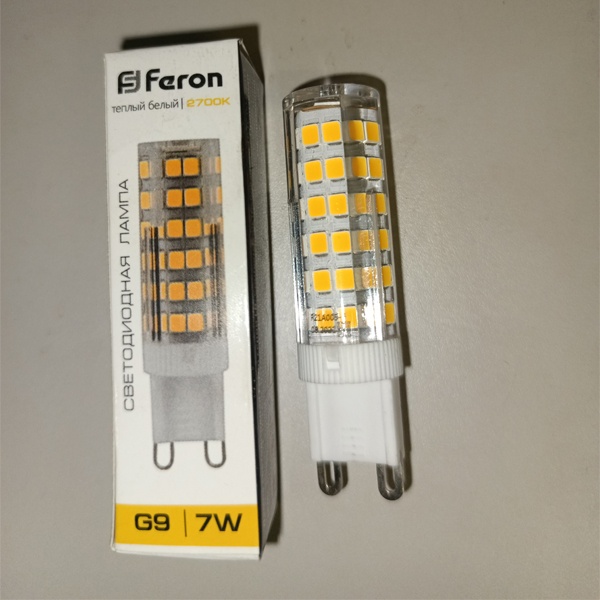 Капсульная LED лампочка мощностью 7 Ватт с цоколем G9 теплый свет