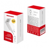 Сетевое зарядное устройство Rexant 2 x USB, 5V, 2,4 A, белое