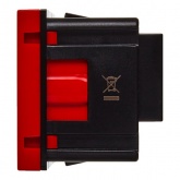 Розетка Daccord Metra45 2К+З со шторками винтовой зажим 2М, красная (аналог 077218 Mosaic)