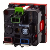 Розетка Daccord Metra45 2К+З со шторками и блокировкой автозажим 2М, красная (аналог 077214 Mosaic)