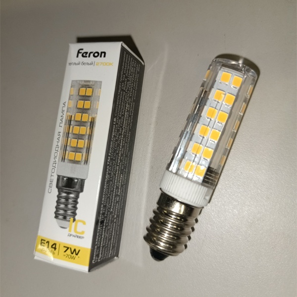 Светодиодная капсульная лампочка Ферон LB-433 E14 7 Вт, теплый свет