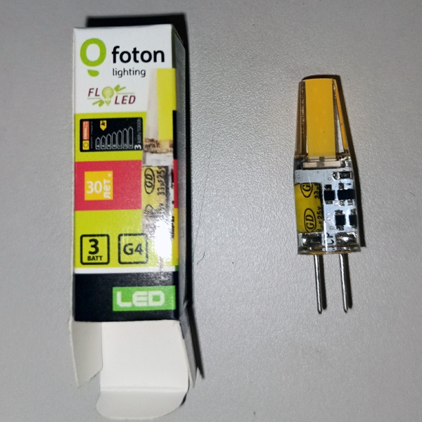 Светодиодная лампа FL-LED G4-COB 3Вт 2700К 12В 210лм 10x38мм теплый свет Foton lighting