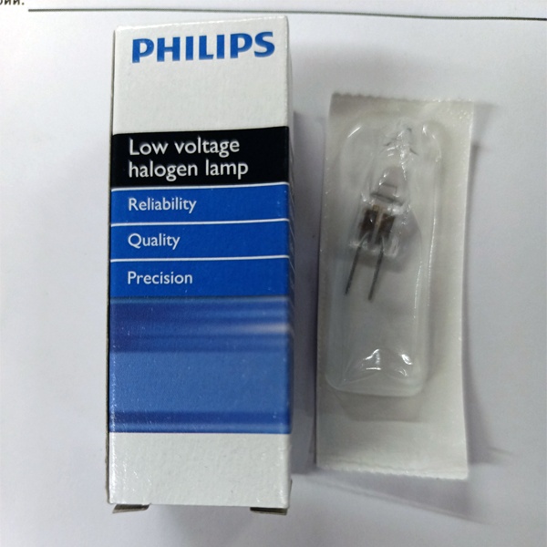 Низковольтная капсульная галогенная кварцевая лампочка Филипс для микропроекции, без отражателя мощностью 10 Ватт с цоколем G4