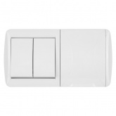 Блок TDM Селигер выключатель 2-клавишный + розетка 2П+З со шторками и крышкой IP54 белый