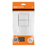 Блок TDM Селигер выключатель 2-клавишный + розетка 2П+З со шторками и крышкой IP54 белый