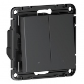 Умный двухклавишный выключатель AtlasDesign Sber & Systeme Electric 10А Zigbee L+N, карбон