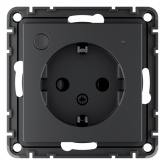 Умная розетка AtlasDesign Sber & Systeme Electric 2P+E 16А шторки Zigbee L+N, карбон