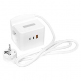 Удлинитель EKF Куб, 2х2Р+Е шторки, 3USB 3А быстрая зарядка подставка ночник, кабель 1,3м 1мм2 PROxim