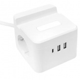 Удлинитель EKF Куб, 2х2Р+Е шторки, 3USB 3А быстрая зарядка подставка ночник, кабель 1,3м 1мм2 PROxim
