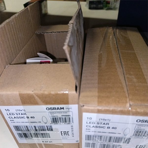 Светодиодная лампа свечеобразной формы Осрам с цоколем E14, мощностью 5,5 Ватт, нейтральный белый свет