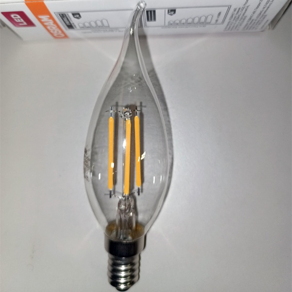 Филаментная светодиодная лампа свеча на ветру Осрам LED Retrofit CLAS BA40 4W/827 470 lm E14