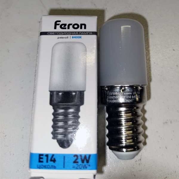 Светодиодная лампочка для холодильников Ферон LB-10, мощностью 2 Ватта, с цоколем E14, холодный дневной свет