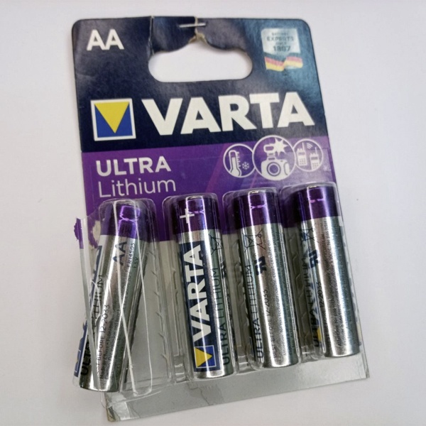 Литиевые элементы питания пальчиковые Varta Ultra Lithium, типоразмера АА/FR6, упаковка 4 штуки