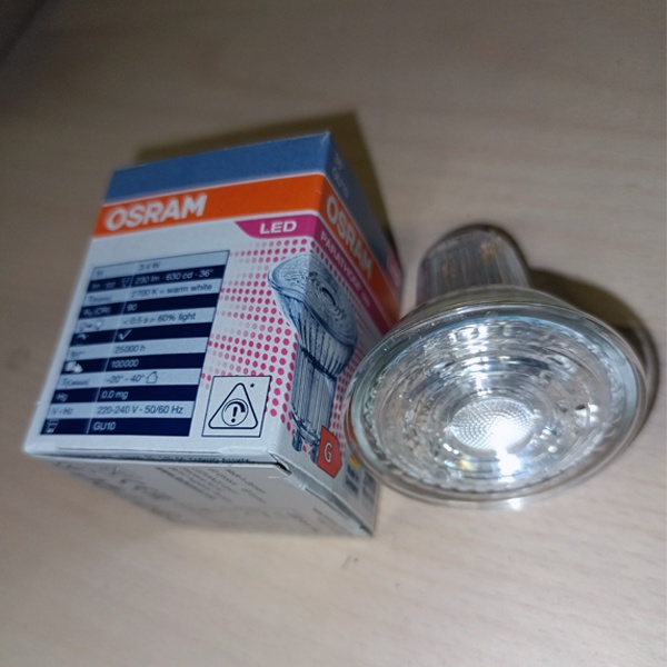 Энергосберегающая, диммируемая LED лампочка (рефлекторная) 220 Вольт акцентного освещения, мощностью 3,7 Ватт, с цоколем GU10, теплый свет