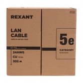 Кабель витая пара Rexant неэкранированный UTP 2PR 24AWG cat 5e CU серый [305м] (провод для интернета)