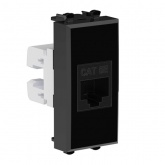 Розетка компьютерная DKC Avanti RJ-45 модульная кат.5е 1 модуль без шторок черный квадрат