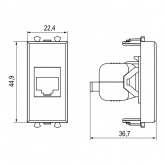 Розетка компьютерная DKC Avanti RJ-45 модульная кат.6 1 модуль без шторок черный квадрат