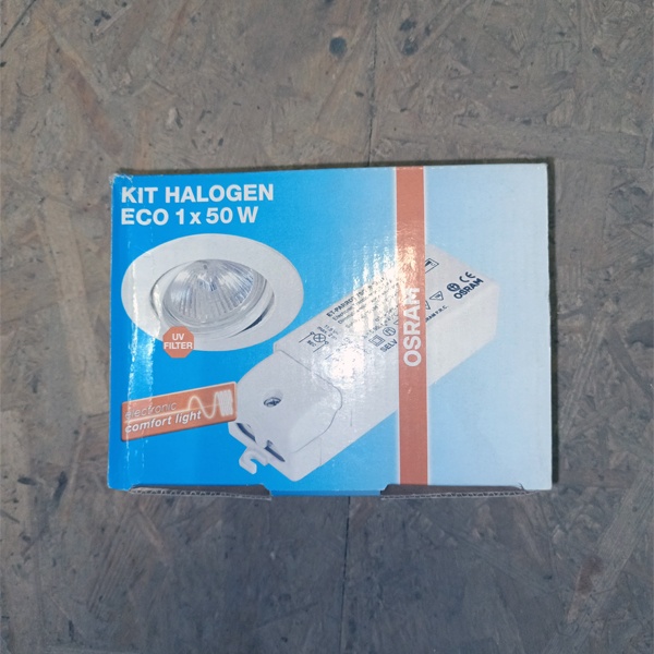 Встраиваемый точечный светильник с лампой и трансформатором Осрам Halogen ECO KIT, белая эмаль, 50 Вт