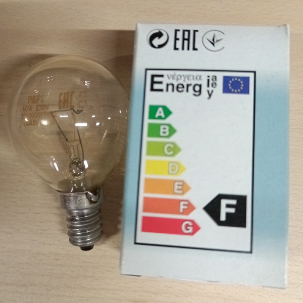 Обычная вольфрамовая лампа формы шарик мощностью 60 Вт с цоколем Е14 миньон общего назначения