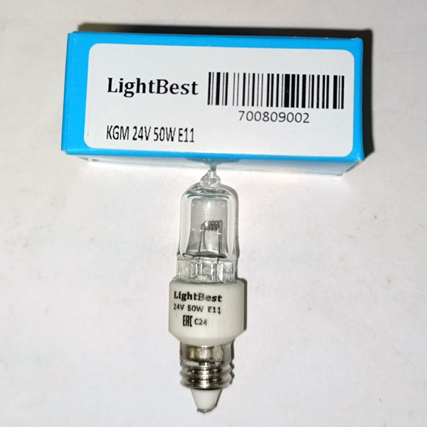 Низковольтная галогенная лампочка Лайтбест мощностью 50 Ватт с цоколем E11
