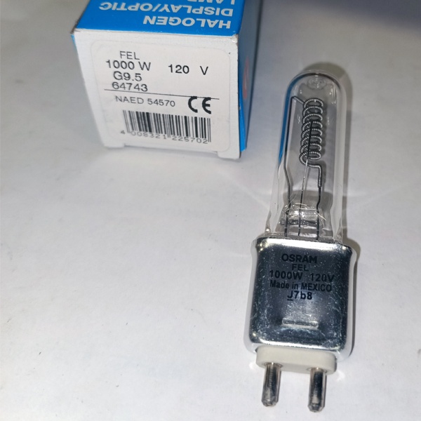 Галогенная студийная лампа Осрам FEL CP/77 для освещения сцен, мощностью 1000 Ватт, с цоколем G9.5