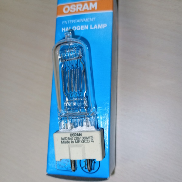Галогенная студийная лампа Осрам 64672 M/40 для освещения сцен, мощностью 500 Ватт, с цоколем GY9.5