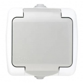 Розетка EKF Мурманск 16А с заземлением с защитными шторками и крышкой IP54 серый