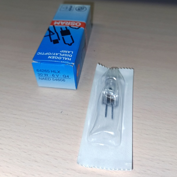 Низковольтная галогенная лампочка Осрам без отражателя мощностью 150 Ватт с цоколем G6,35