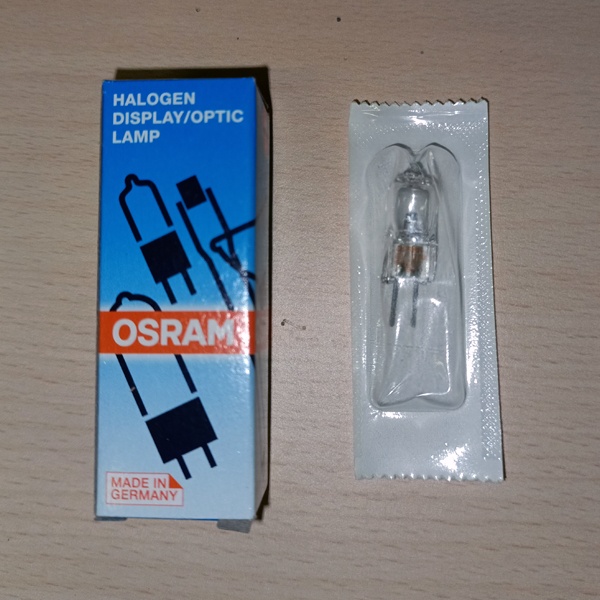 Низковольтная галогенная лампочка Осрам без отражателя мощностью 150 Ватт с цоколем G6,35