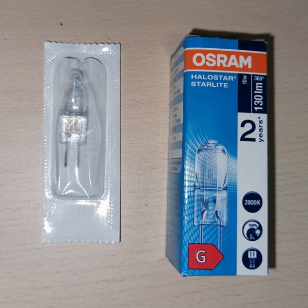 Галогенная капсульная низковольтная лампочка Осрам Halostar Starlite, мощностью 10 Ватт, с цоколем G4