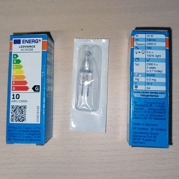 Галогенная капсульная низковольтная лампочка Осрам Halostar Starlite, мощностью 10 Ватт, с цоколем G4