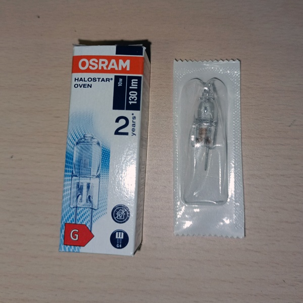 Капсульная галогенная лампа мощностью 10 Ватт, 12 Вольт, с цоколем G4, 450°С для освещения духовых шкафов