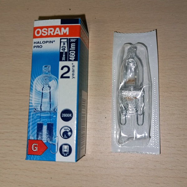 Галогенная лампа накаливания Osram (4008321226341) мощностью 40 Ватт с цоколем G9 на 220 Вольт