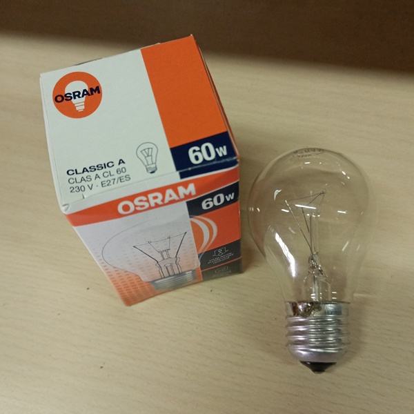 Обычная вольфрамовая лампа формы Груша мощностью 60 Вт на 220 Вольт с цоколем Е27 общего назначения