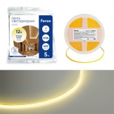 Светодиодная COB лента Feron LS630 400SMD(2110) 7Вт/м 12V 3000K IP20 5000x3x1.8mm