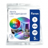 Светодиодная COB лента Feron LS531 480SMD(2110) 14Вт/м 24V RGB IP20 5000x8x1.8mm