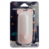 Светильник ночник Мишка Feron FN1172 8LED 2700K/6500K 0,8W 220V розовый