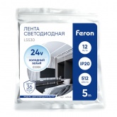 Светодиодная COB лента Feron LS530 512SMD(2110) 12Вт/м 24V 6500K IP20 5000x10x1.8mm