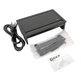 Встраиваемый настольный розеточный блок EKF выдвижной на 8 модулей C-Line черный