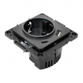 Механизм розетки EKF 2P+E 16А USB-А+C с защитными шторками Стокгольм черный