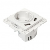 Механизм розетки EKF 2P+E 16А 2хUSB-А 2A с защитными шторками Стокгольм белый