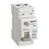 УЗО EKF PROxima ВД-100N (S) 2П 63А 100мА тип AC селективное 6кА (электромеханическое) (ВДТ)