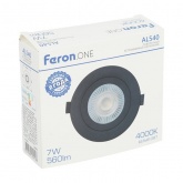 Светодиодный светильник Feron AL540 7W 4000K 560Lm черный, круглый встраиваемый d77/D90x16mm