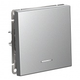 Одноклавишная кнопка без фиксации с подсветкой SE ArtGallery 10А алюминий