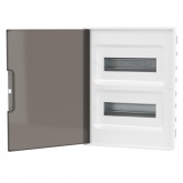 Щиток встраиваемый для полых стен DKC FRAME 24 модуля с тонированной дверцей с шиной IP40 белый