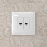 Компьютерная розетка RJ-45 без шторки в стену, кат.6 двойная, Avanti, Белое облако