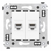 Компьютерная розетка RJ-45 без шторки в стену, кат.6 двойная, Avanti, Белое облако