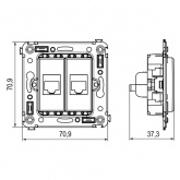 Компьютерная розетка RJ-45 без шторки в стену, кат.6 двойная, Avanti, Белое облако