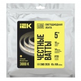 Лента светодиодная ИЭК LED 2835 168Led/m 14W/m 3000K 24V IP20 теплый белый 10mm (уп. 5м)